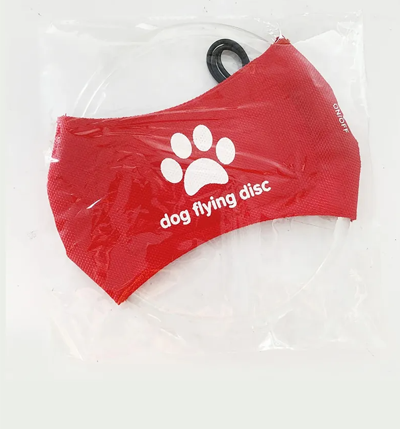 Bright LED dog toy, glowing flying disc for evening outdoor dog activities