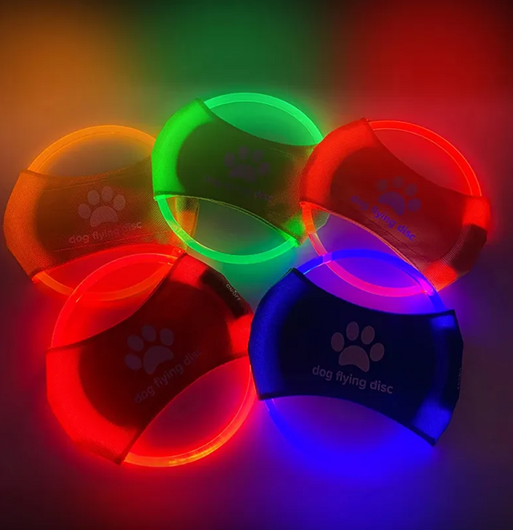 Night play dog frisbee, luminous LED disc for active pet exercise