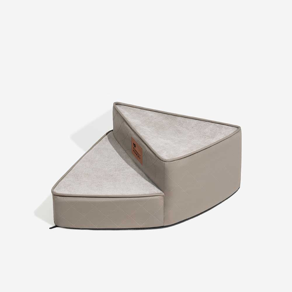 Compact faux leather pet stairs, perfect for small apartments