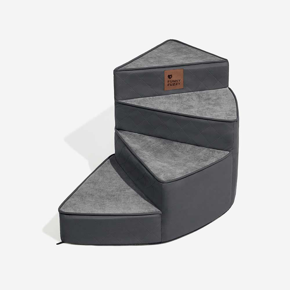 Space-saving faux leather pet furniture, easy assembly dog steps
