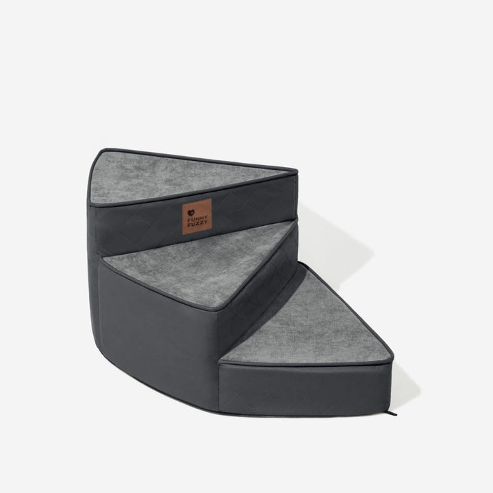 Faux leather pet stairs providing safe access to furniture