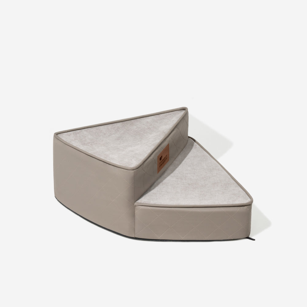 Compact faux leather pet stairs for convenient storage, pet access