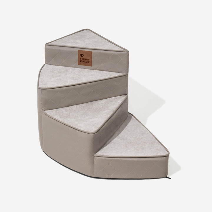 Faux leather pet stairs with a contoured design for pet comfort