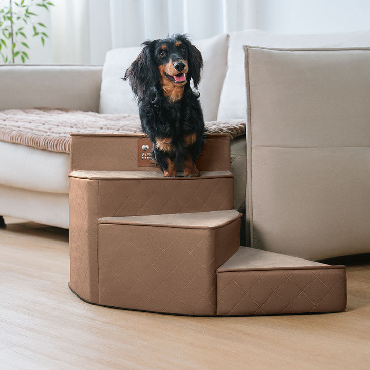 Unisex pet stairs with anti-slip bottom & easy-care faux leather