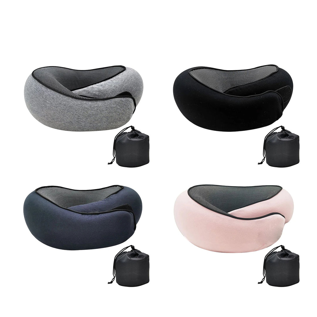 Ergonomic memory foam travel pillow provides luxurious soft neck support. Ideal for comfortable sleep on the go.