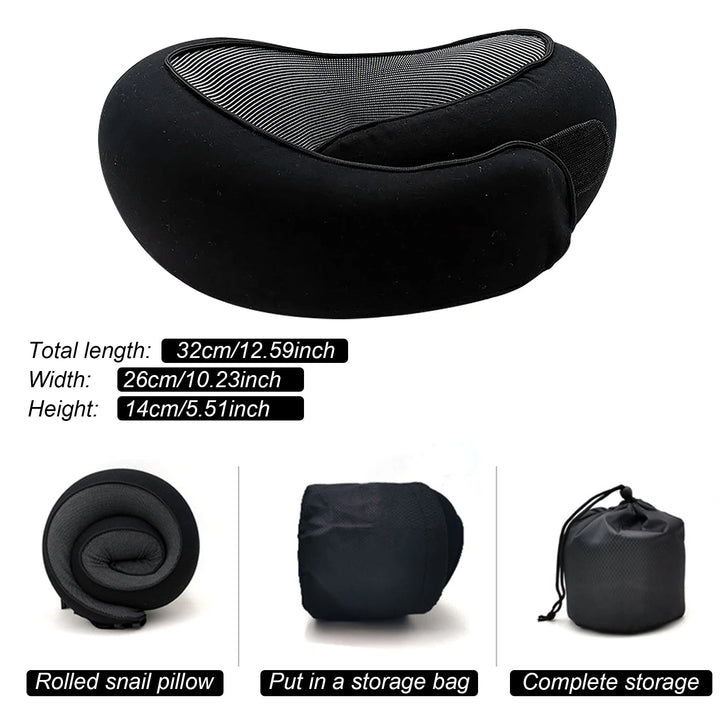 Luxury memory foam neck support pillow for long journeys. Provides comfortable, ergonomic relief for travelers.
