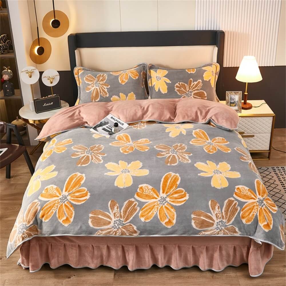 Complete warm sheets set, luxury fleece bedding adds comfort and style to any winter bedroom