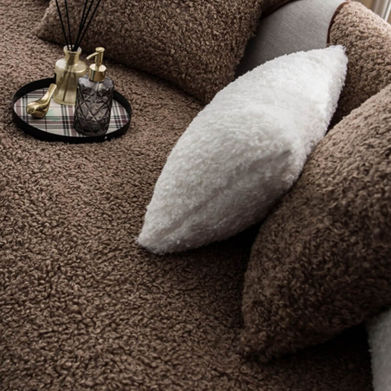 Durable fleece sectional cover, non-slip sofa mat for comprehensive furniture protection