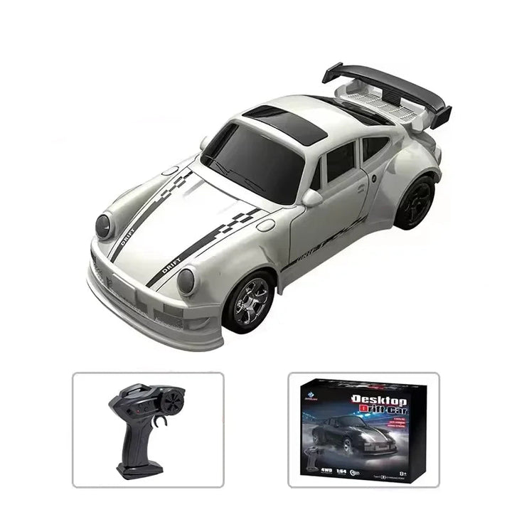 Mini 4WD RC car & controller. Ready for thrilling remote control drift racing adventures.