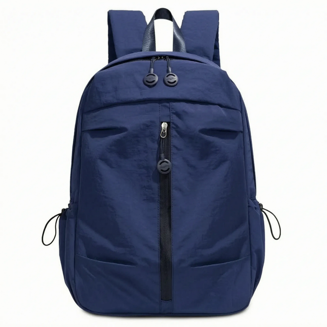 Lightweight nylon everyday backpack, unisex, ideal for school, work, outdoor, and travel.