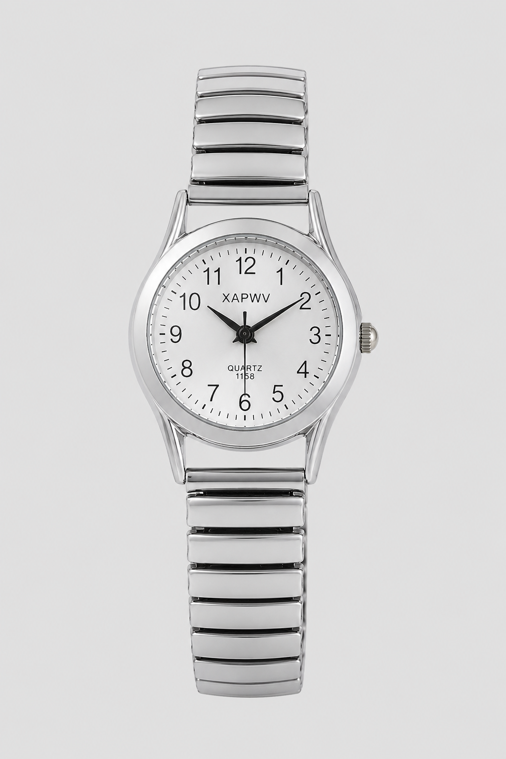 Unisex minimalist watch with easy-read dial & comfortable stainless steel expansion band for classic elegant style.