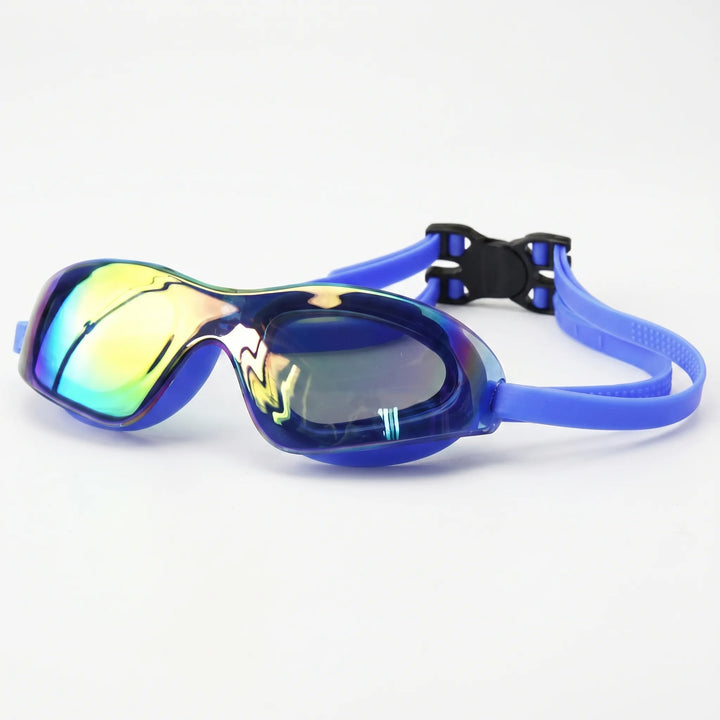 Adjustable unisex mirrored swimming goggles with leak-proof design, perfect for pool, beach, and training.