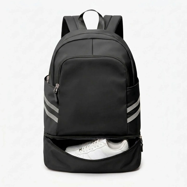 Durable multi-pocket gym bag for sports & travel, with spacious compartments for gear.