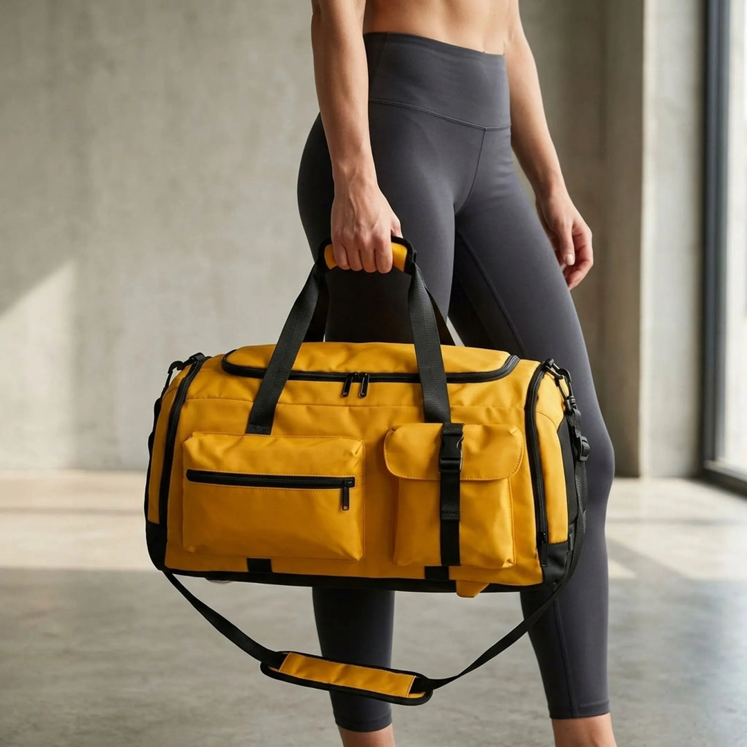 Unisex multi-pocket sports & travel duffel backpack, convertible for gym or outdoor adventures.
