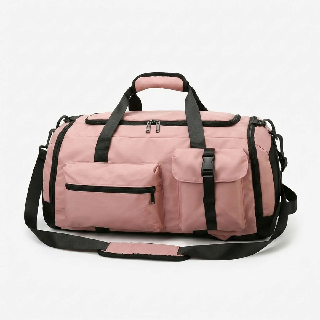 Durable unisex military-style duffel backpack, ready for rugged outdoor travel or heavy sports use.