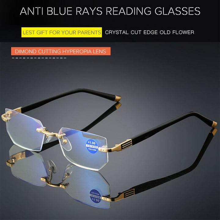 Ergonomic unisex multifocal anti-blue light glasses, ideal for prolonged reading & digital screen use.