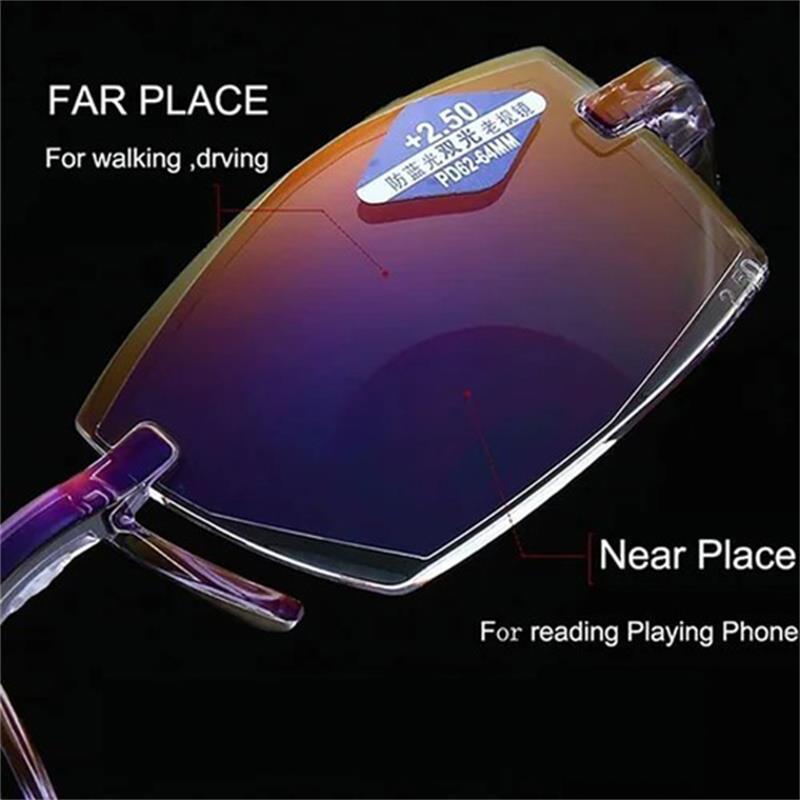 Unisex multifocal reading glasses, blue light filter for optimal eye protection during digital screen time.