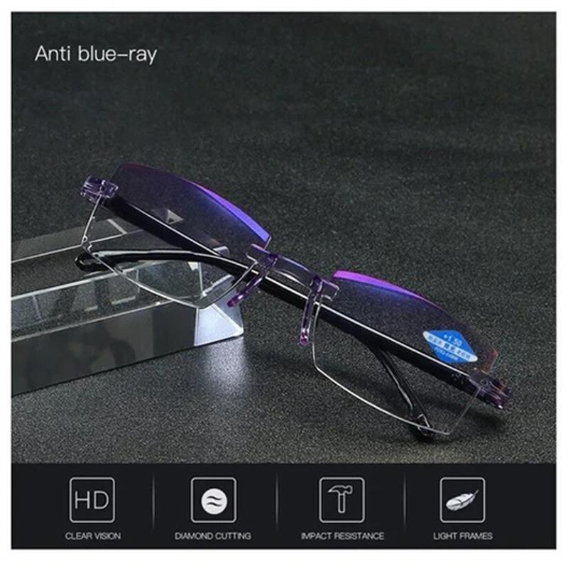 Premium multifocal reading glasses with effective blue light blocking filter for daily digital eye protection.