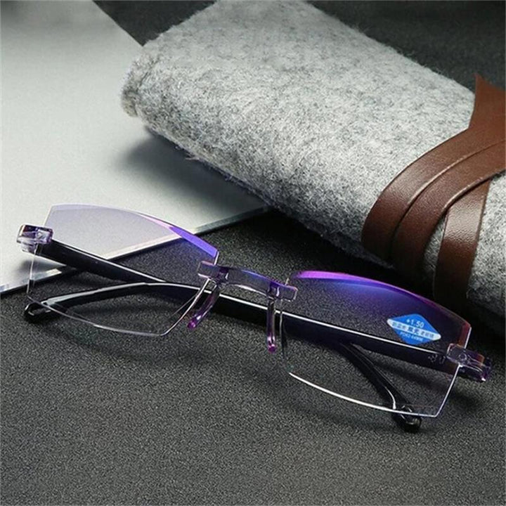 Versatile unisex multifocal reading glasses, blue light filter for clear vision & computer eye protection.