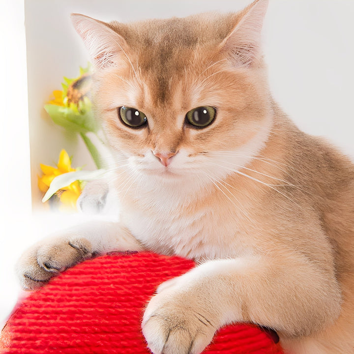Sisal post cat scratcher in a mushroom shape, perfect for cat nail care and pet play