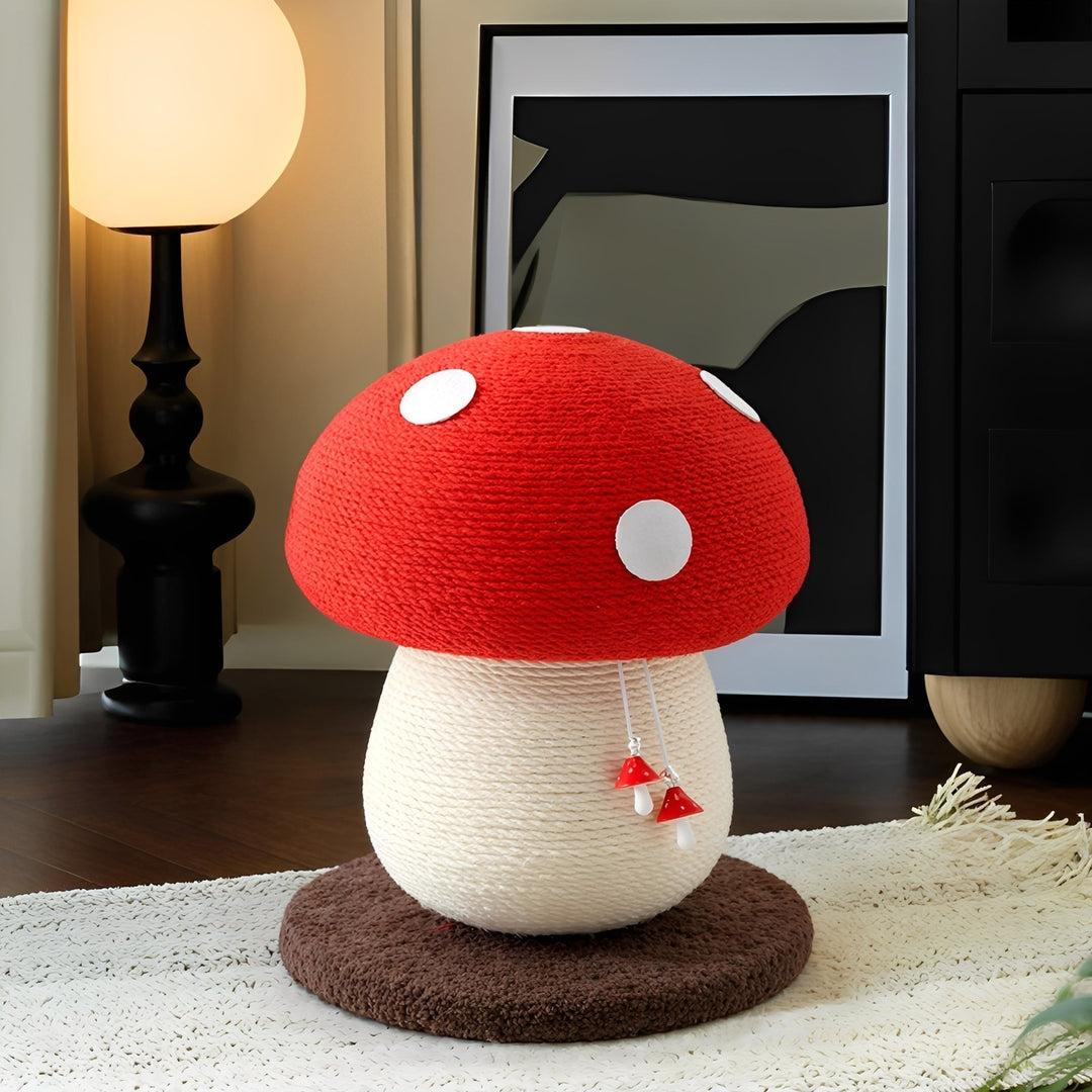 Durable mushroom cat scratching post, an engaging pet toy and essential feline accessory