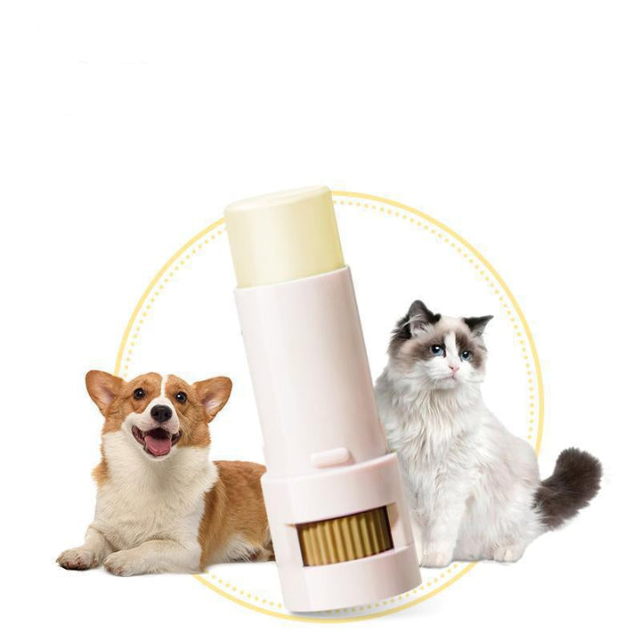 Pet grooming balm stick for dog and cat care, natural formula for soothing and protecting paws and noses.