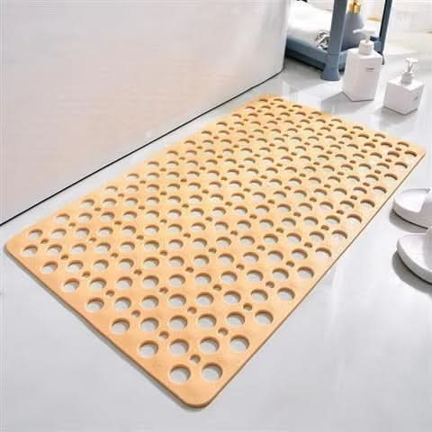 Unisex bath & shower mat, clear design with textured non-slip surface and powerful suction cups for safety.