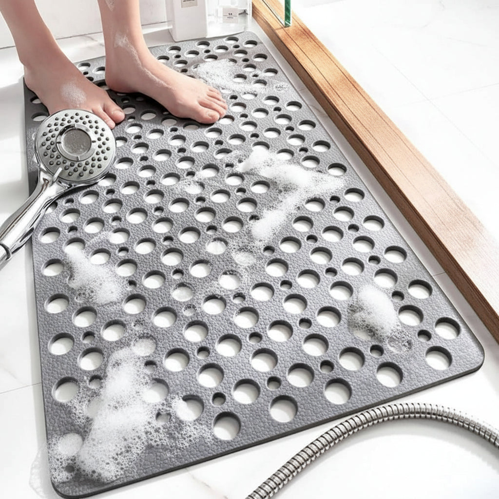 Hygienic bath mat with easy clean design, offering waterproof and non-slip protection in your tub.