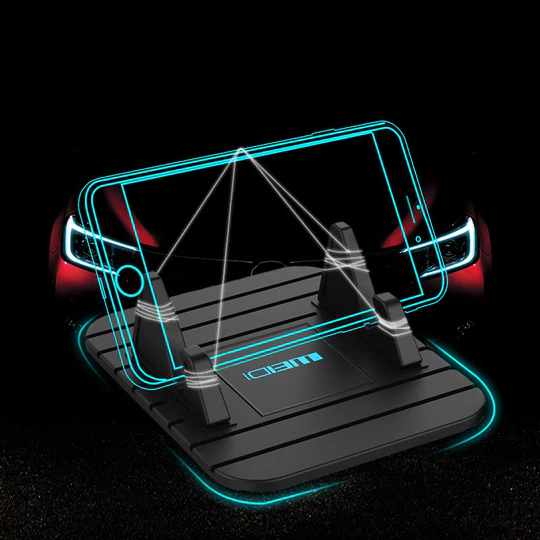 Secure auto accessory: non-slip car phone holder with silicone grip for dashboard mounting & safe GPS use.