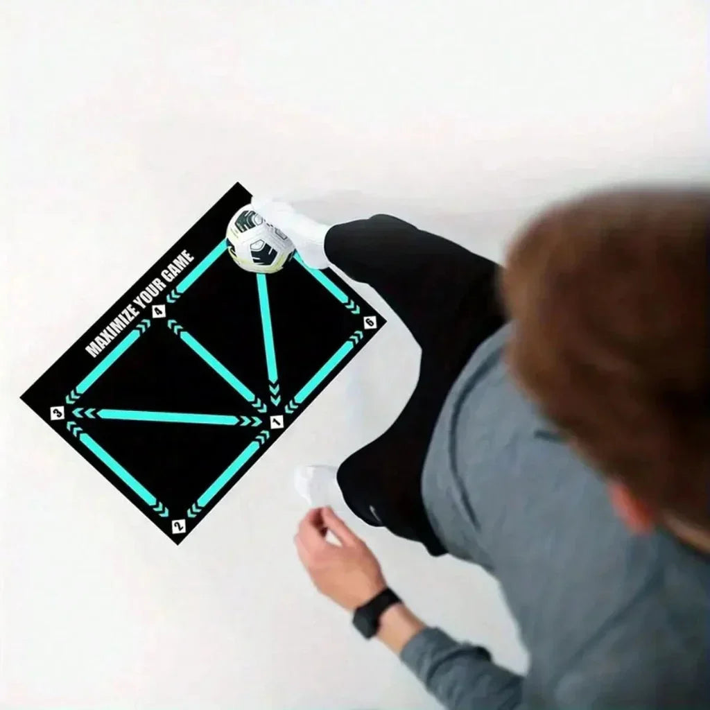 Portable non-slip soccer training mat for effective home workouts, ball control, and skill development.