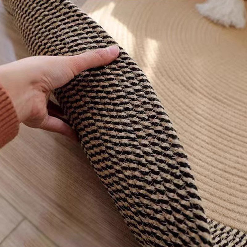 Rectangular Nordic cat scratch rug with fringe, perfect blend of pet accessory and home decor