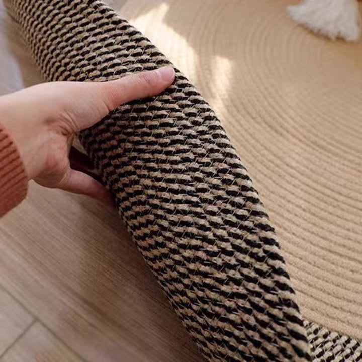 Rectangular Nordic cat scratch rug with fringe, perfect blend of pet accessory and home decor