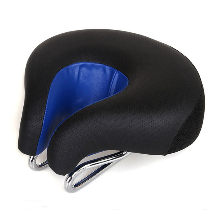 Comfortable noseless cycling saddle. Thick soft padding for pressure relief on mountain bikes, ideal for long rides.