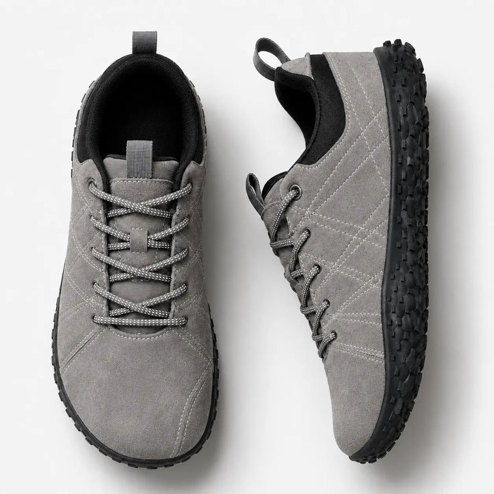 Orthopedic barefoot shoes with a wide toe box, zero drop & non-slip sole for secure outdoor adventures.