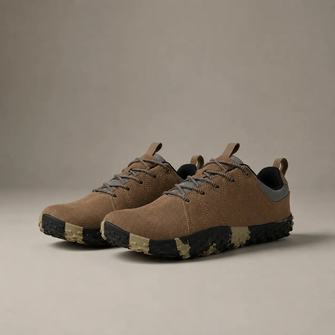 Zero drop orthopedic trainers, unisex & non-slip. Wide toe box for natural foot movement on trails.