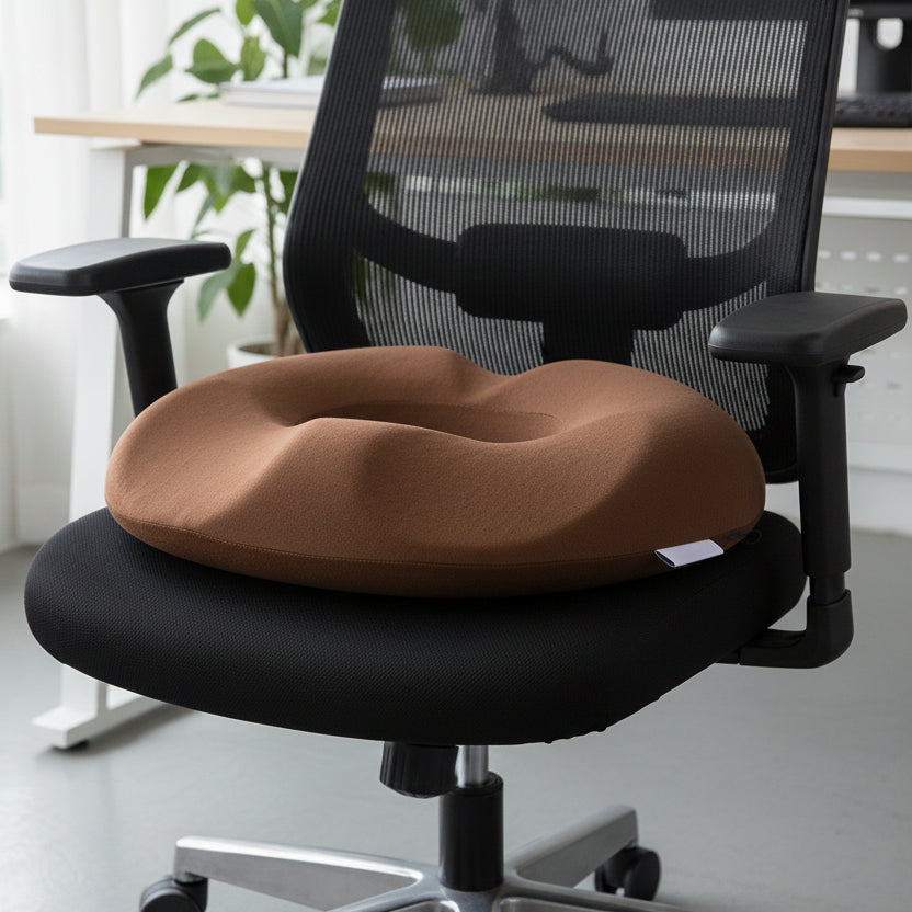 Unisex orthopedic memory foam seat cushion for tailbone & back pain relief, ideal for office chair support.