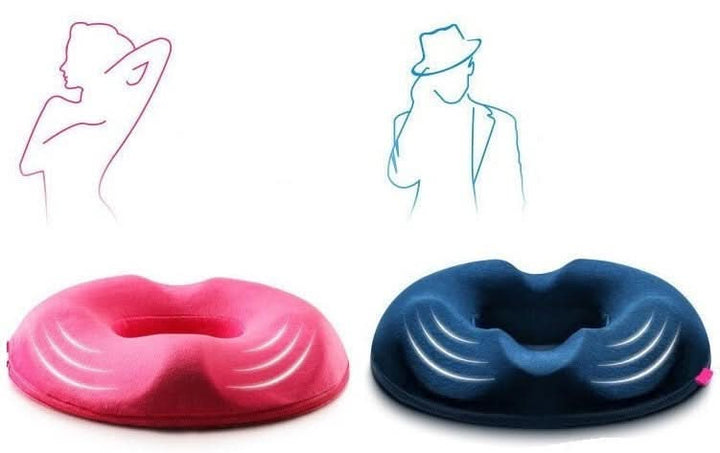Portable orthopedic seat cushion for desk chairs, car, or wheelchair. Tailbone & back pain relief.