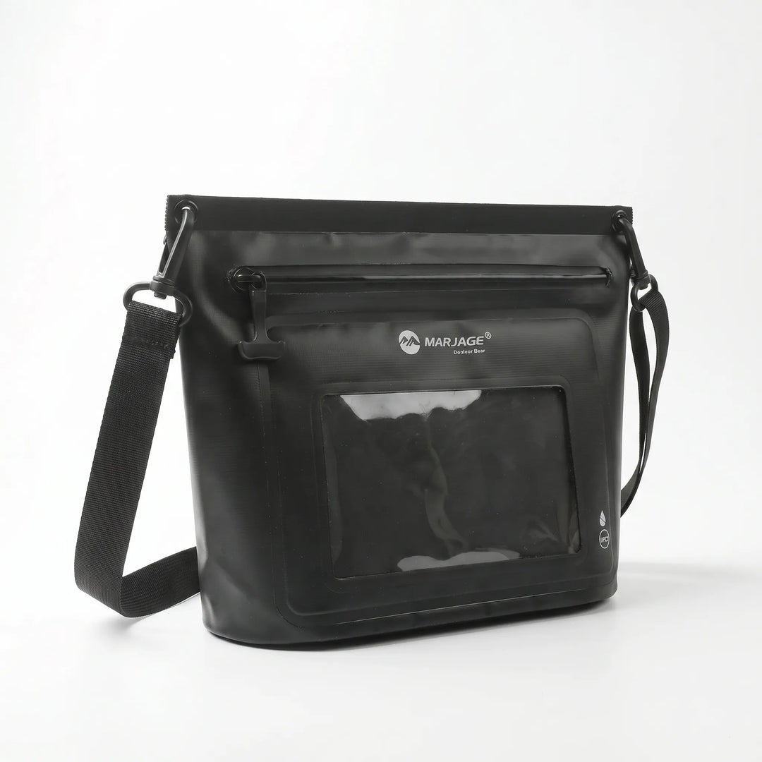 Adventure-ready outdoor bag with a clear touchscreen phone window, keeping your device safe and accessible while trekking.