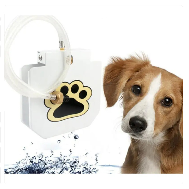 Durable paw-activated dog fountain, perfect for outdoor hydration and travel for pets