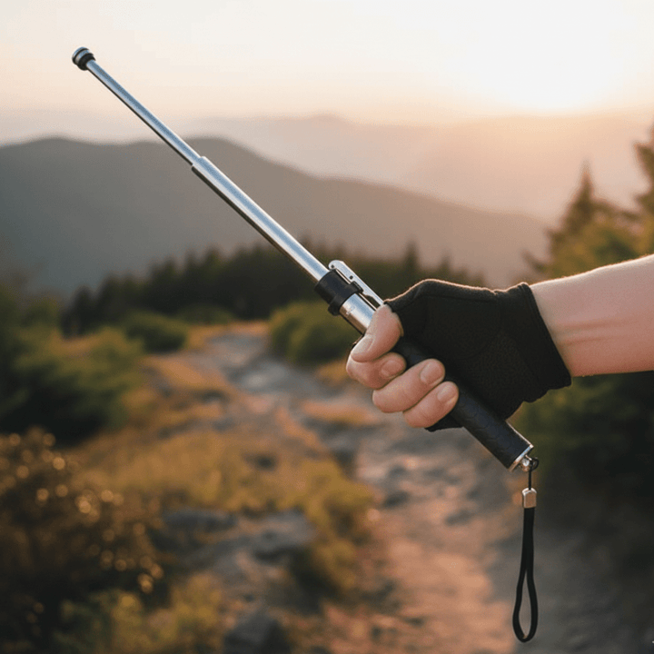 Unisex outdoor trekking pole providing reliable support for hiking, walking & personal safety.