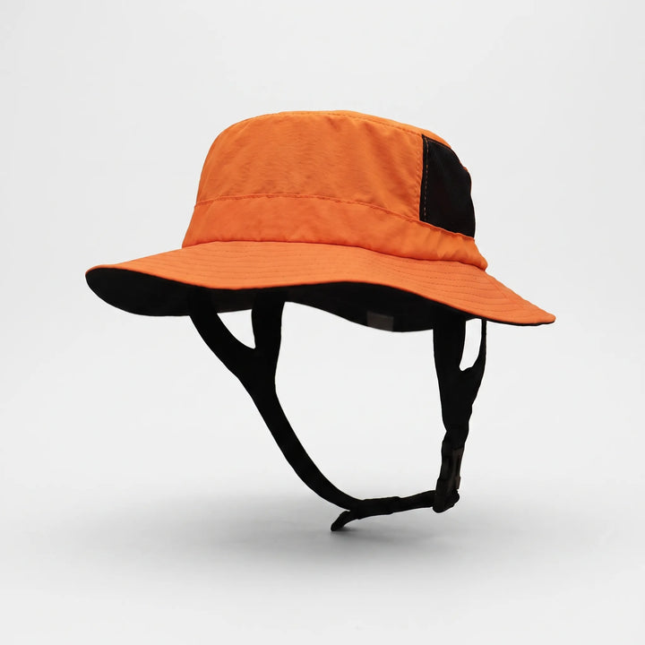 Unisex outdoor bucket hat with ventilation for surfing & sun protection. Adjustable wide brim for active summer wear.
