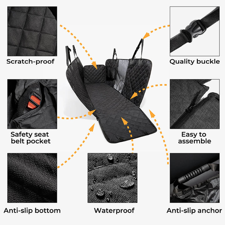 Scratch-resistant Oxford fabric dog car seat cover, essential pet accessory for safe travel
