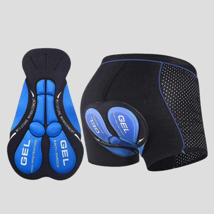 Unisex padded cycling shorts with gel cushion for comfortable long bike rides.