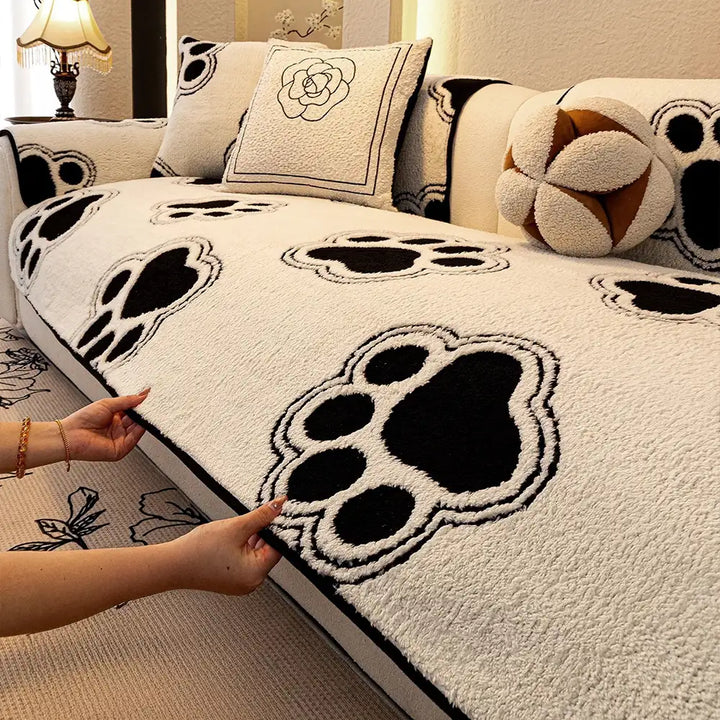 Home decor pet accessory: soft fleece sofa cover with paw print design