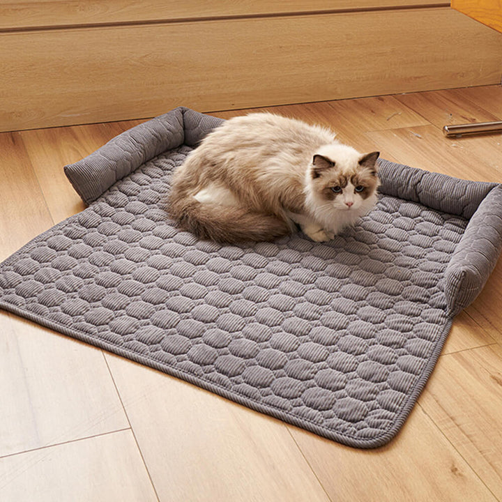 Elegant pearl fleece pet furniture protector, stylish dog bed solution