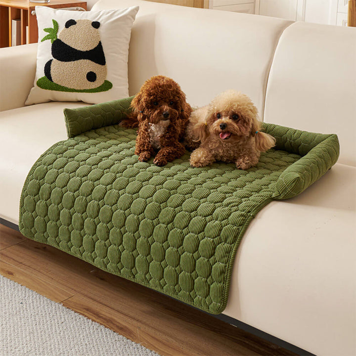 Washable fleece pet mat, durable furniture protector for dogs, pearl color