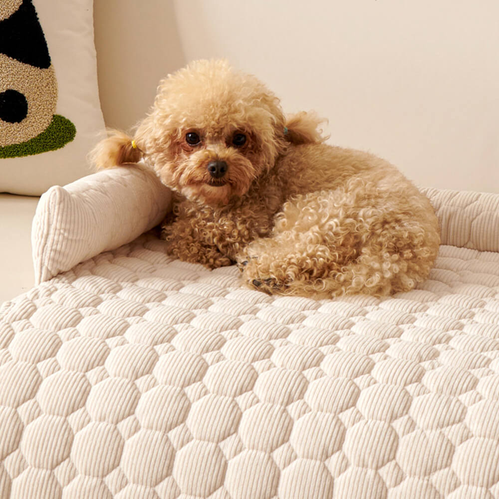 Fleece pet furniture cover, cozy dog mat in pearl for home decor