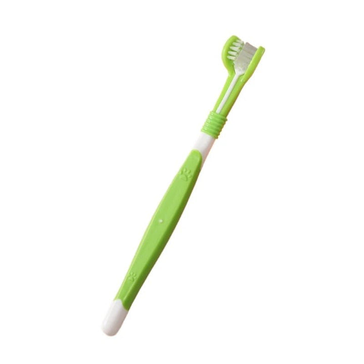 Unisex pet 3-sided toothbrush for dogs & cats, soft bristles for plaque & tartar control