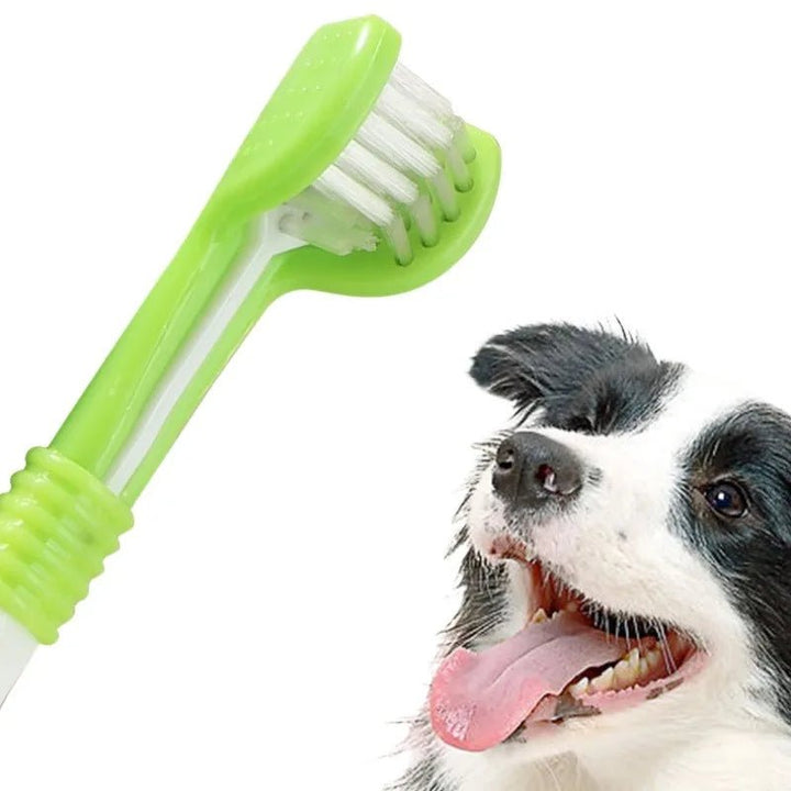 Soft-bristled 3-sided pet toothbrush, perfect for effective tartar control in dogs & cats