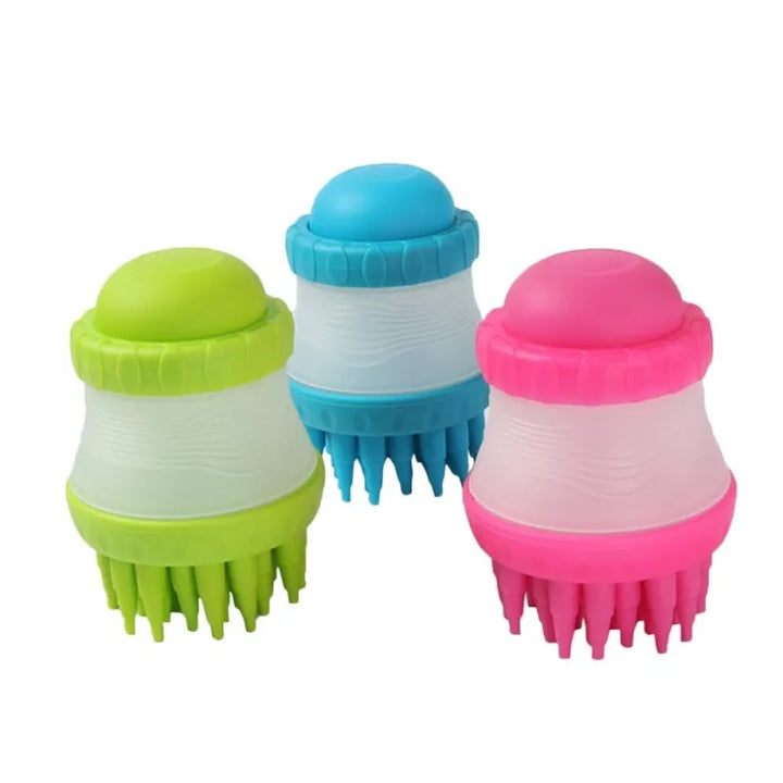 Unisex pet bath & massage silicone grooming brush for dogs and cats, blue